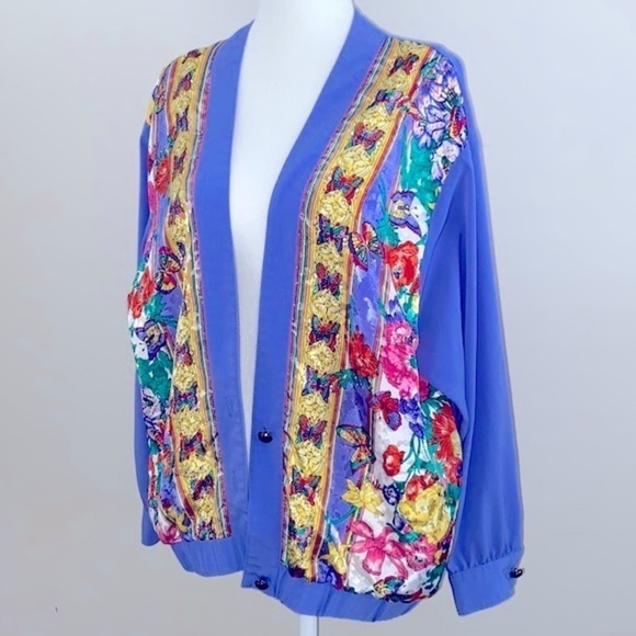 Vintage 90’s flagg prestige chiffon cardigan - Picture 1 of 6